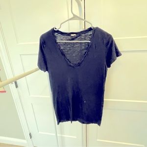 J Crew Navy Blue Rolled Neck Tee Size Medium